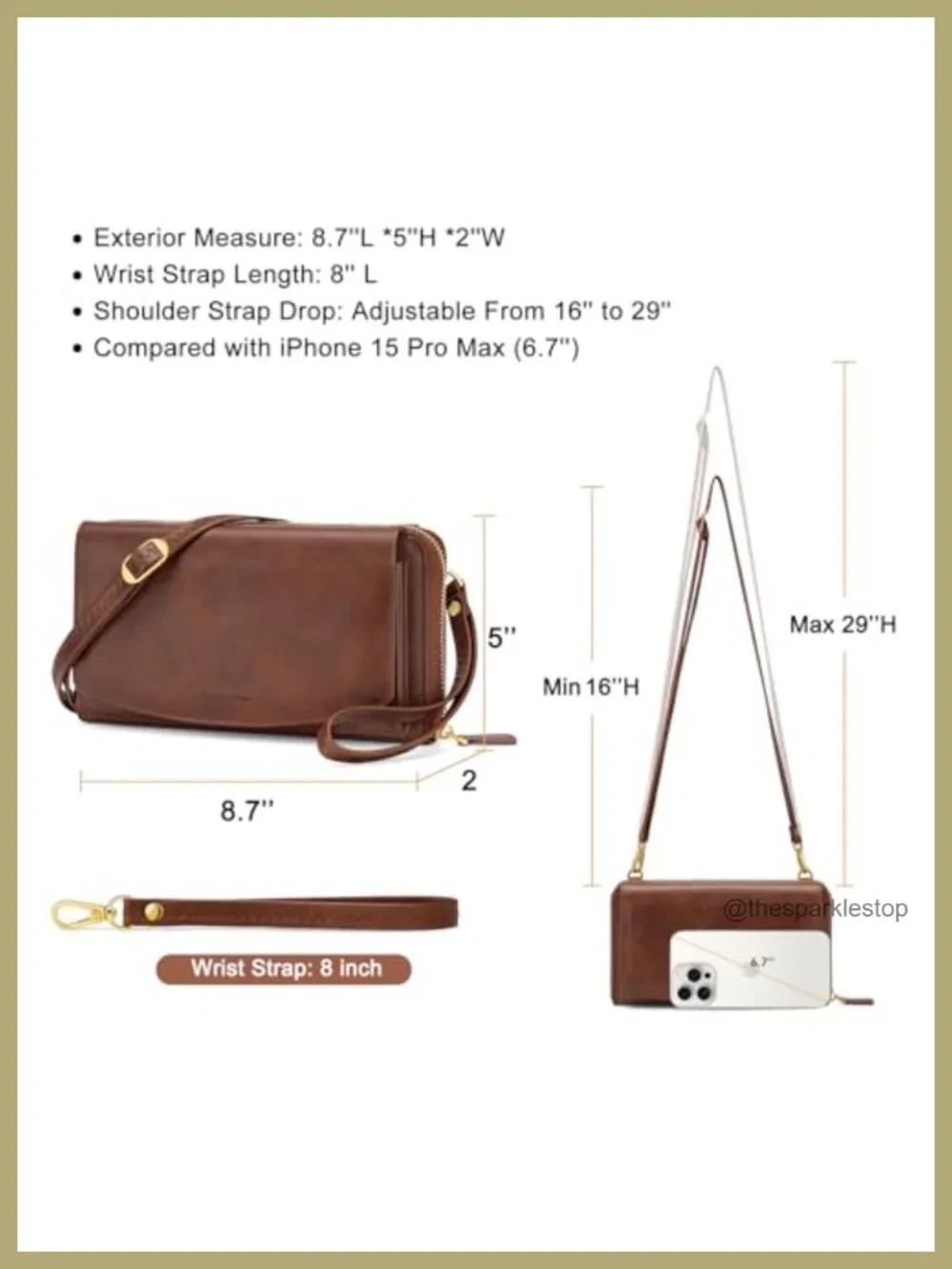 Vegan Leather Crossbody Wristlet Wallet with RFID Blocking